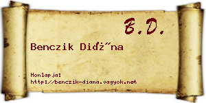 Benczik Diána névjegykártya